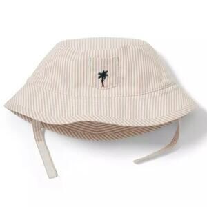 JANIE AND JACK Striped Palm Bucket Hat Tree Embroidered Preppy - 12-18 mos - NWT